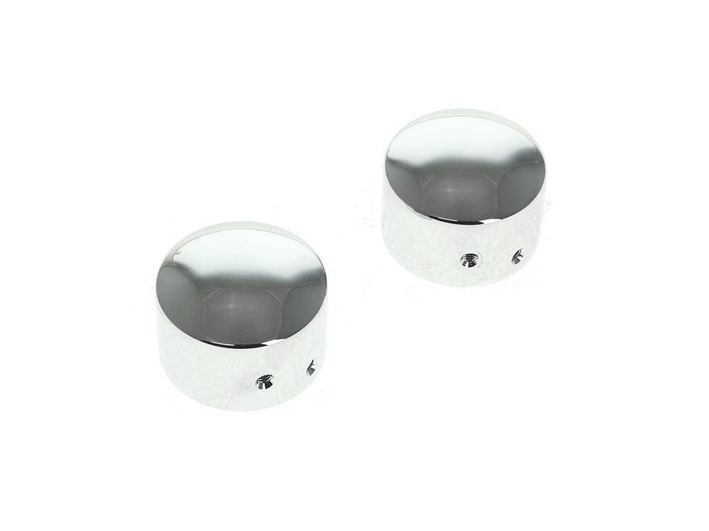 Front Axle Caps - Chrome. Fits Touring 2008up, Softail 2007-2017, Dyna 2008-2017, Sportster 2008-2021, V-Rod 2008-2011, Street 2015-2020 - Rollies Speed Shop