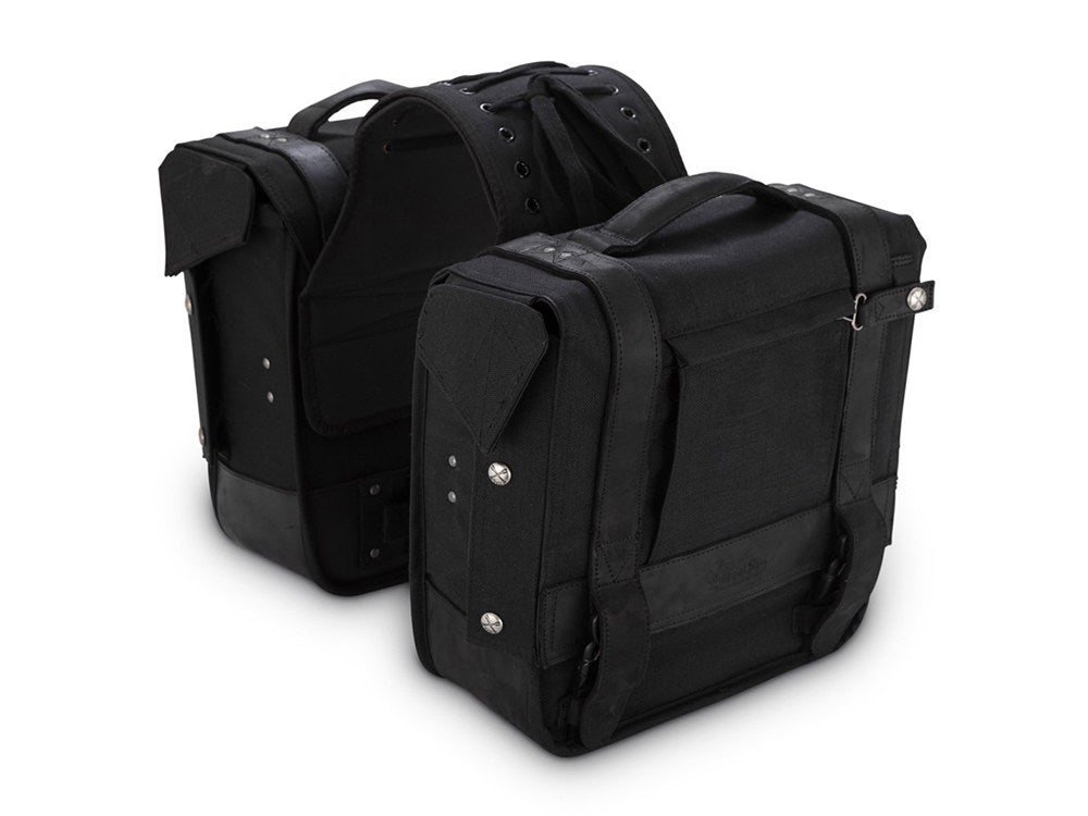 Throw-Over Saddlebags - Black Cordura. - Burly Brand