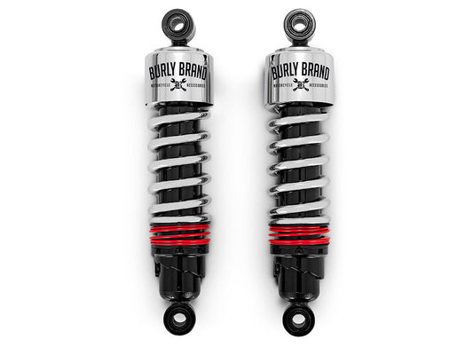 10-1/2in. Slammer Plus Rear Shock Absorbers - Chrome. Fits Dyna 1991-2017. - Burly Brand