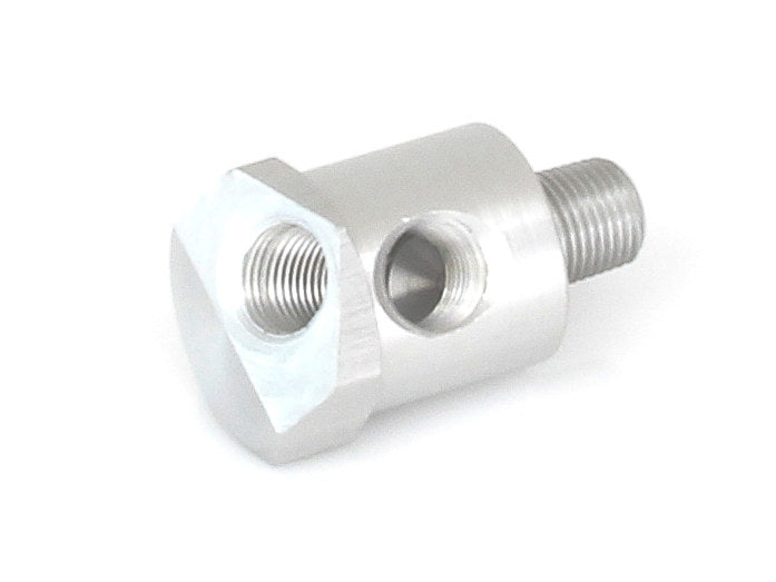 Oil Pressure Gauge Dual Adapter - Silver. Fits Big Twin 1984-1999. - Bender Cycle