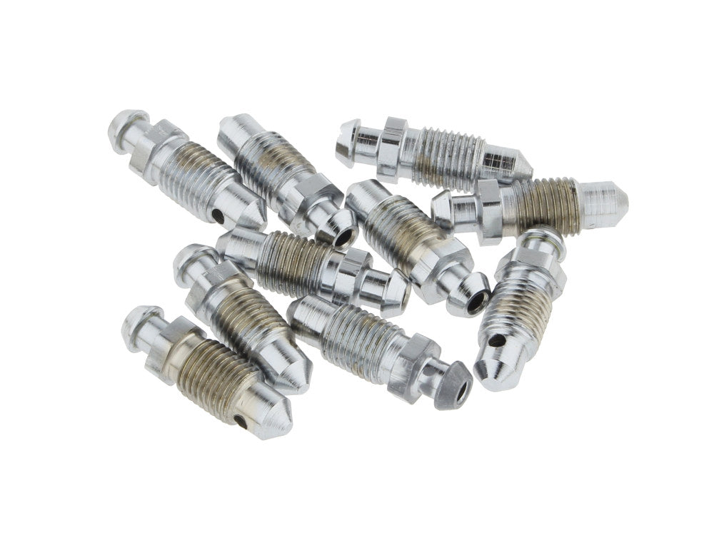3/8in. unf Caliper Bleed Screw - Chrome - Pack of 10. - Bender Cycle
