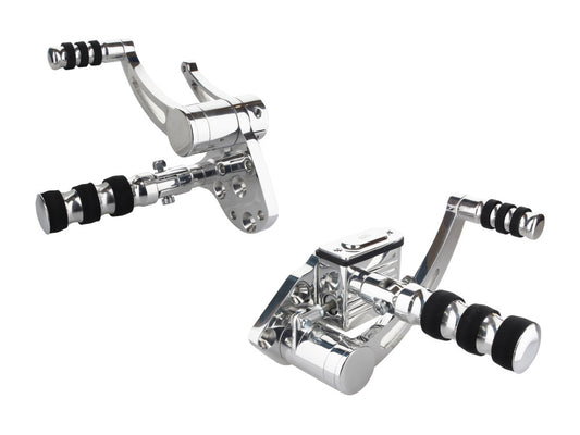 Standard Length Forward Controls - Chrome. Fits Softail 1984-1999 & 4Spd Big Twins 1936-1986 - Belt Drives Ltd