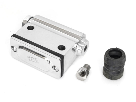 Lockheed Style Rear Brake Master Cylinder - Chrome. Fits Big Twin 1973-1979 with Disc Brake. - Belt Drives Ltd