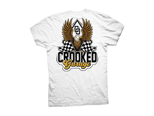 Crooked Clubhouse White Eagle Race Short Sleeve Tee. Medium. - Crooked Clubhouse