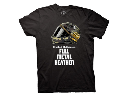 Crooked Clubhouse Black Full Metal Short Sleeve Tee. Large. - Crooked Clubhouse