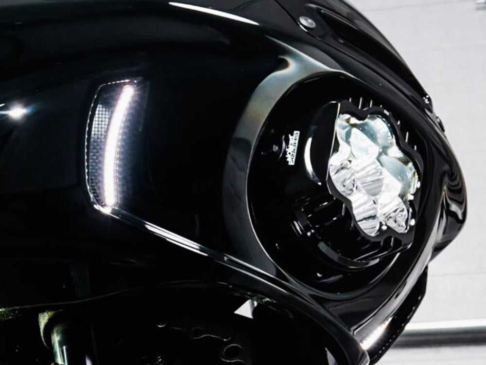 LED Vent Inserts With Amber & White LED's - Black with Black Mesh. Fits Low Rider ST 2022up - Custom Dynamics