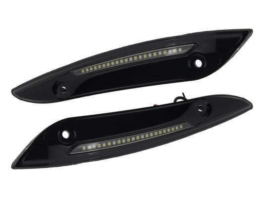 LED Dynamic Windshield Trim - Smoke Lens, Black Housing. With Sequential Amber Turn, White Run. Fits Road Glide 2015-2023 - Custom Dynamics