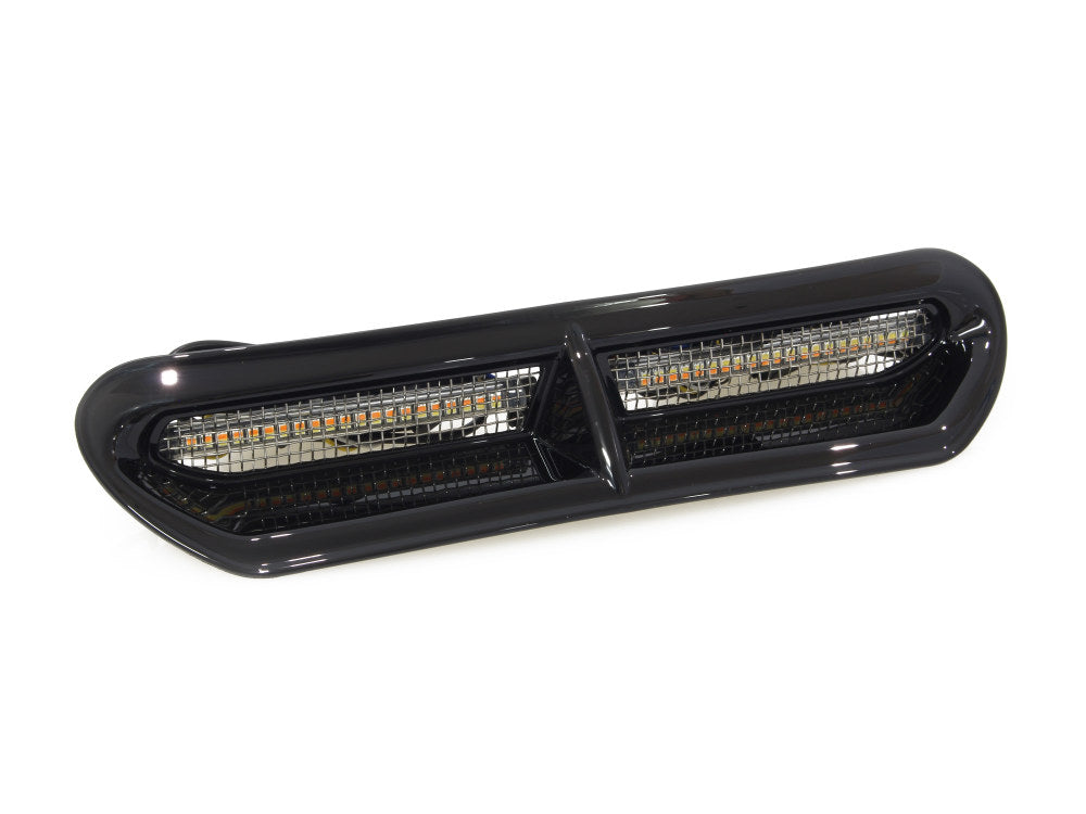 LED Batwing Vent Insert With Amber & White LED's - Black. Fits Touring 2014-2023 - Custom Dynamics