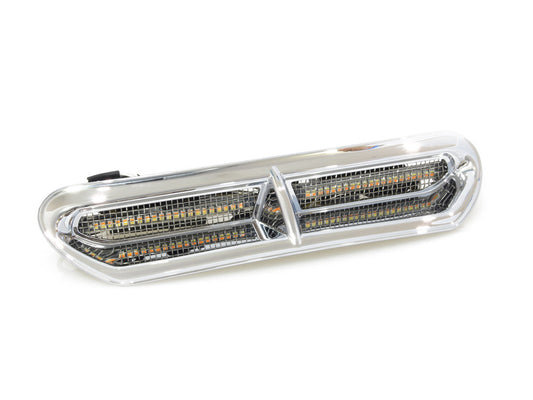 LED Batwing Vent Insert With Amber & White LED's - Chrome. Fits Touring 2014-2023 - Custom Dynamics