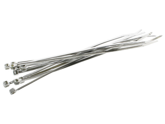 Chrome Zip Ties - 8in. Long. Pack of 10. - Custom Dynamics