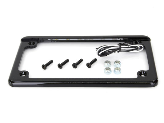 Flat Low Profile Number Plate Frame with LED Illumination - Black. - Custom Dynamics