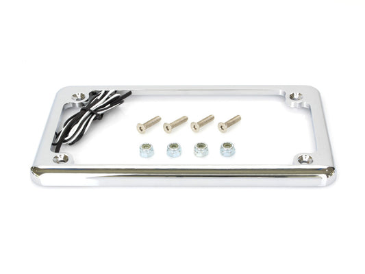 Flat Low Profile Number Plate Frame with LED Illumination - Chrome. - Custom Dynamics
