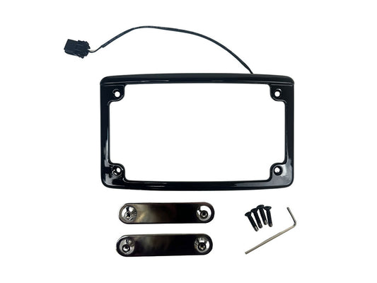 Curved Number Plate Frame with Number Plate Light Only - Black. Fits CVO Touring 2023up & Street Glide & Road Glide 2024up - Custom Dynamics