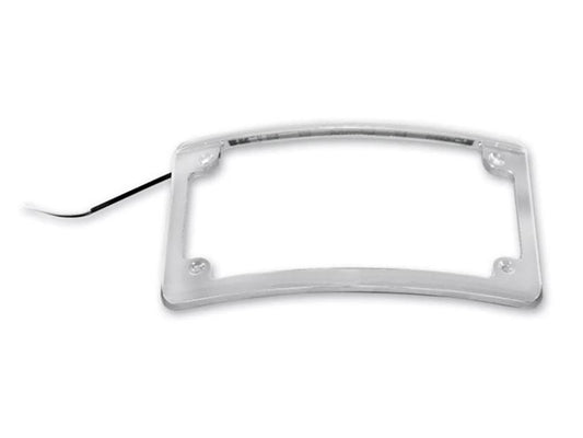 Curved Low Profile Number Plate Frame with LED Illumination - Chrome. - Custom Dynamics