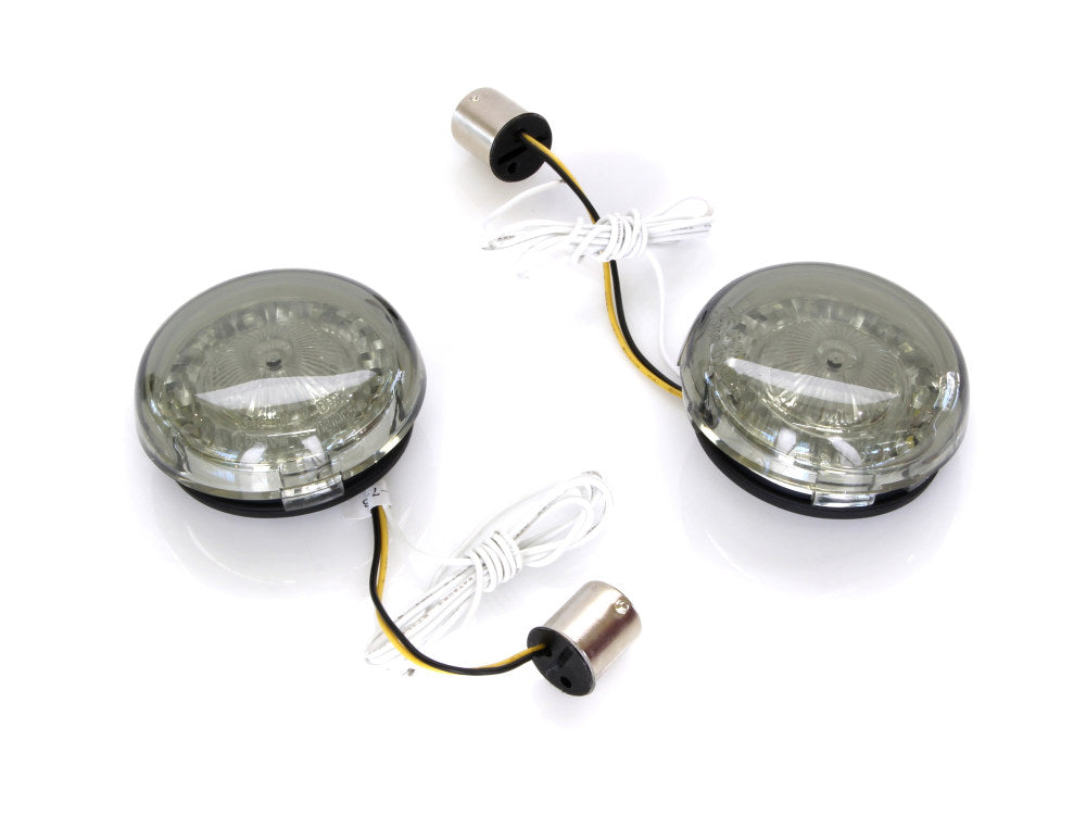 ProBeam LED Front Turn Signal Inserts. Amber Turn, White Run with Smoke Lenses. Fits most 2002up Models. - Custom Dynamics