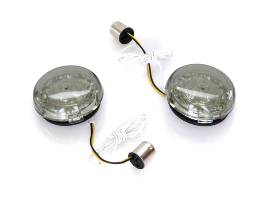 ProBeam LED Front Turn Signal Inserts. Amber Turn, White Run with Smoke Lenses. Fits most 2002up Models. - Custom Dynamics