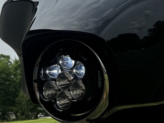 Shark Demon LED Headlight Kit - Black. Fits most Touring models with Batwing Fairings 1994-2024 - Custom Dynamics