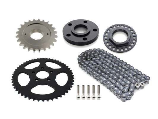 Rear Drive Belt to Chain Conversion. Fits Sportster 2006-2021. Black Rear Sprocket. Final Drive Ratio = 2.12:1 - Rollies Speed Shop