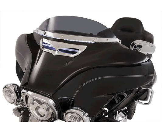 Horizon LED Windshield Trim with Sequential Amber Turn, White Run & Smoke Lens - Chrome. Fits Touring 2014-2023 - Ciro3D