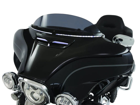 Horizon LED Windshield Trim with Sequential Amber Turn, White Run & Smoke Lens - Black. Fits Touring 2014-2023 - Ciro3D