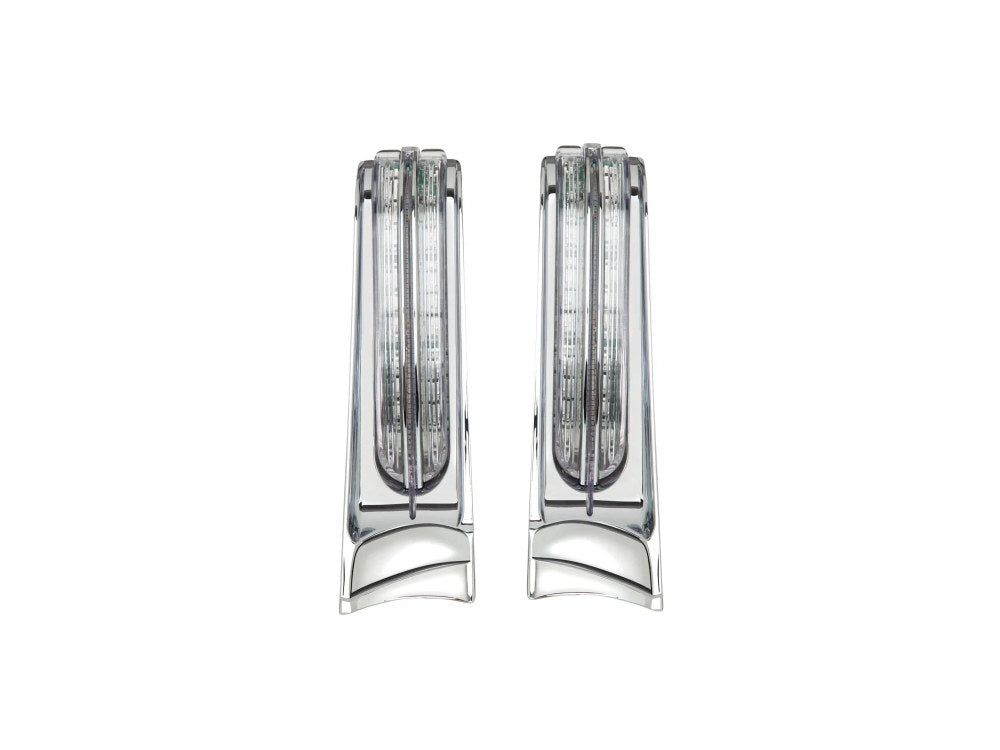 LED Filler Panel Lights. Red Run & Brake with Amber Turn and Chrome Housing. Fits Ultra & Road King Touring Models 2014-2024 & Street/Road Glide ST 2022-2023 - Ciro3D