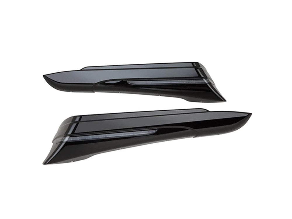 Saddlebag Extensions - Black. Red Run, Brake & Turn with Smoke Lens. Fits Touring 2014-2023 with Standard Bags - Ciro3D
