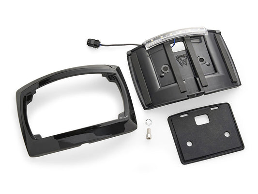 Curved Number Plate Frame with Number Plate Light Only - Gloss Black. Fits CVO Touring 2023up & Street Glide & Road Glide 2024up - Ciro3D