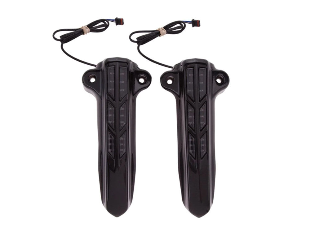 Forkini Lower LED Fork Leg Covers - Black. Fits Touring 2014up - Ciro3D