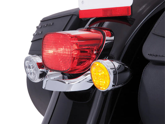 Fang LED Amber Turn Signal Inserts With Clear Lenses & Chrome Bezel. Fits Front and Rear on most Models With OEM Bullet Style Indicators 2002up. - Ciro3D