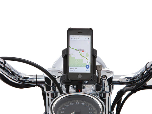 Premium Smartphone / GPS Holder with Charger - Black Clamp Suits 1-1/4in. Bars - Ciro3D