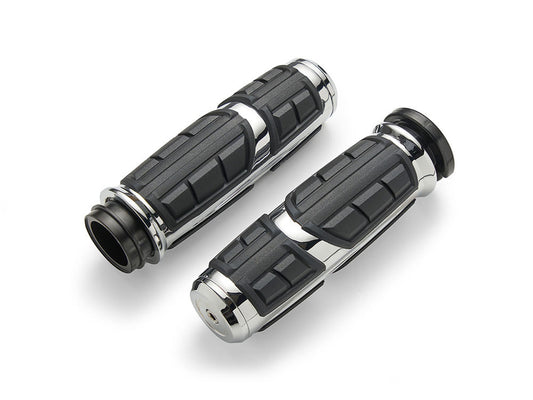 Chicane Handgrips - Chrome. Fits Big Twin 2008-2024 with Throttle-by-Wire - Ciro3D