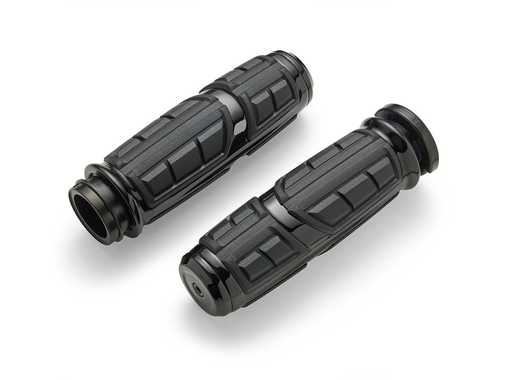 Chicane Handgrips - Black. Fits Big Twin 2008-2024 with Throttle-by-Wire - Ciro3D