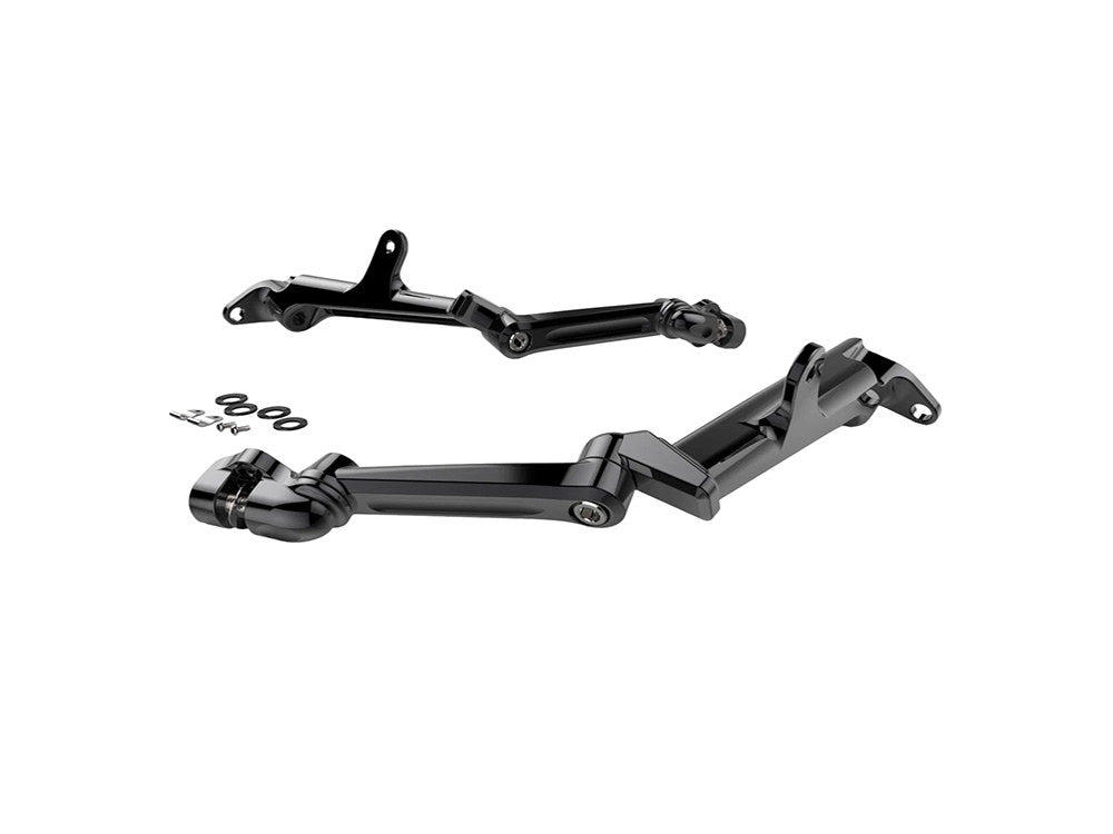 Extended Length Frame Mounted, Adjustable Cruise Arm Highway Peg - Black. Fits Touring 2009up - Ciro3D