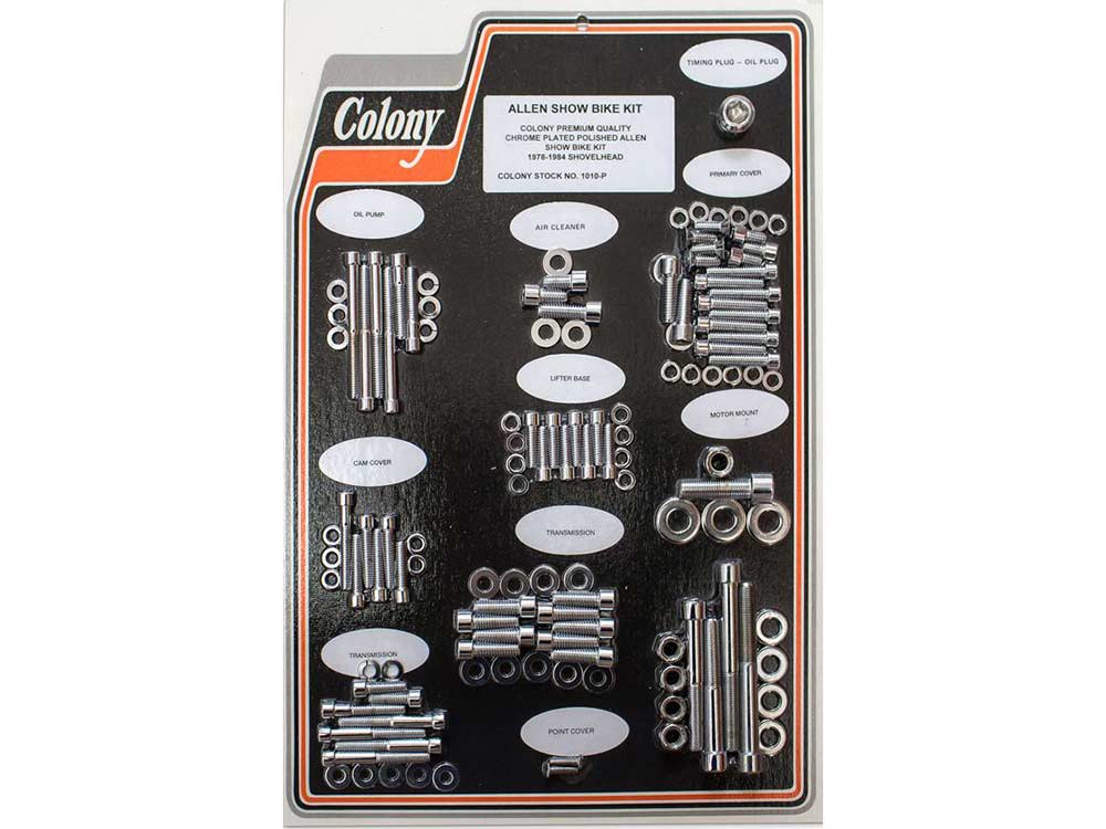 Polished Allen Head Show Bike Kit - Chrome. Fits Big Twin Shovel 1978-1984. - Colony Machine