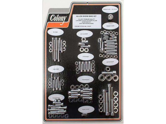 Polished Allen Head Show Bike Kit - Chrome. Fits Big Twin Shovel 1978-1984. - Colony Machine