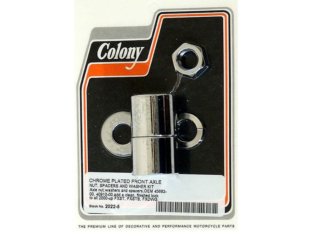 Front Axle Spacer Kit - Chrome. Fits FX Softail 2000-2006 & Dyna Wide Glide 2000-2005 - Colony Machine