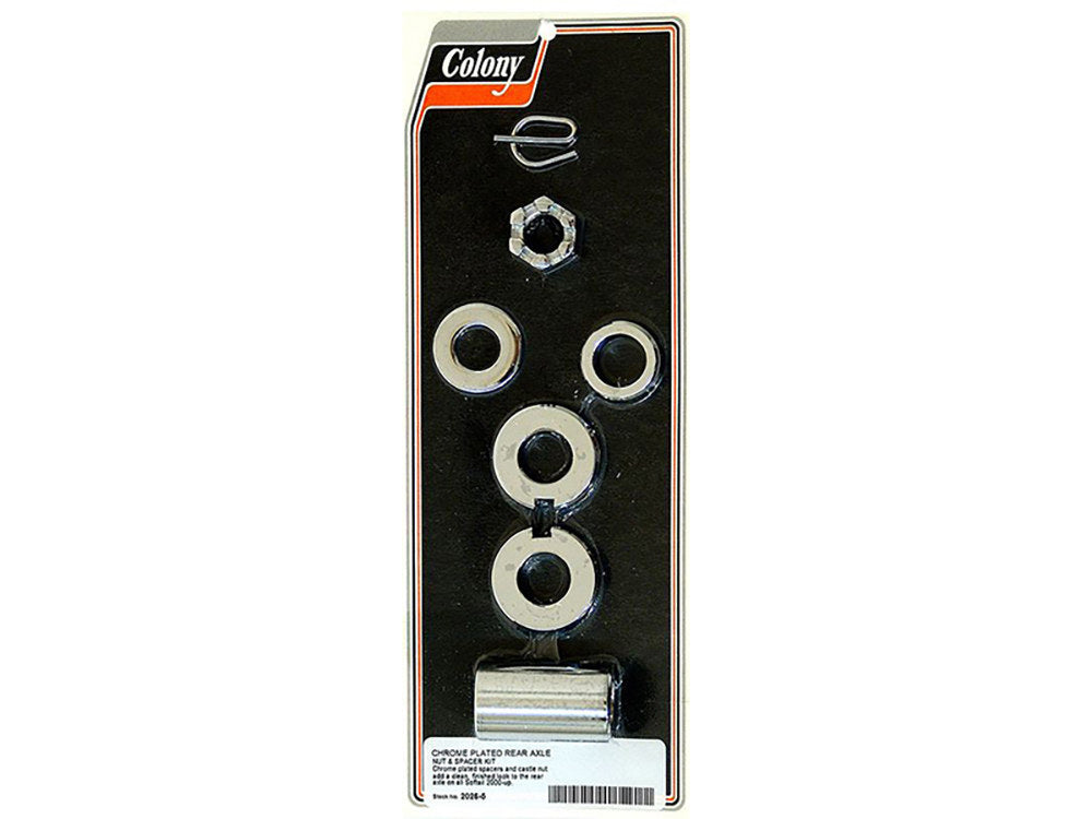 Rear Axle Spacer Kit - Chrome. Fits Softail 2000-2007 - Colony Machine