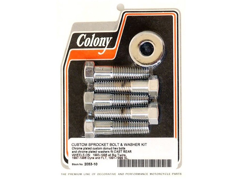 Rear Pulley or Sprocket Bolts - Chrome Hex Head. 7/16in.-14 x 1.75in. - Colony Machine