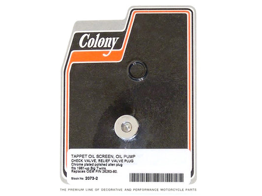 Allen Head Oil Pump Plug - Chrome. Fits Big Twin 1981-1999. - Colony Machine