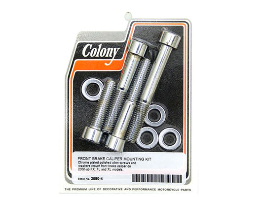 Allen Head Caliper Mount Bolt & Washer Kit - Chrome. Fits Front on FX, FL & Sportster 2000-2007 & V-Rod 2002-2005. - Colony Machine