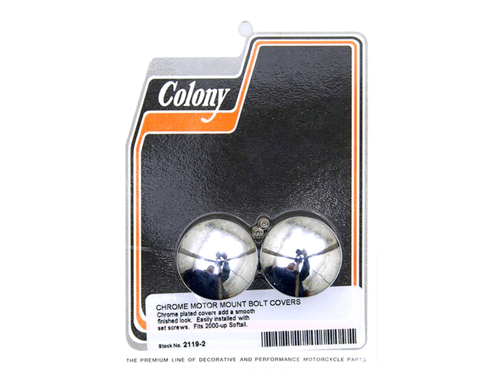 Lower Engine Mount Bolt Covers - Chrome. Fits Softail 2000-2017. - Colony Machine