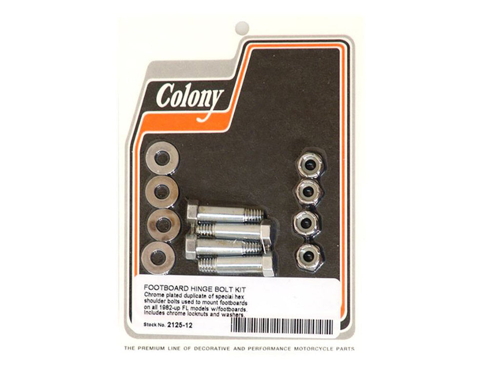 Floorboard Hinge Bolts - Chrome. Fits Touring 1982up - Colony Machine