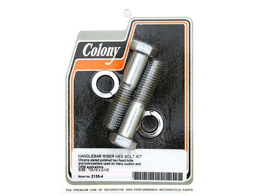 Hex Head 1/2-13 x 2-1/2in. Riser Bolts - Chrome. - Colony Machine