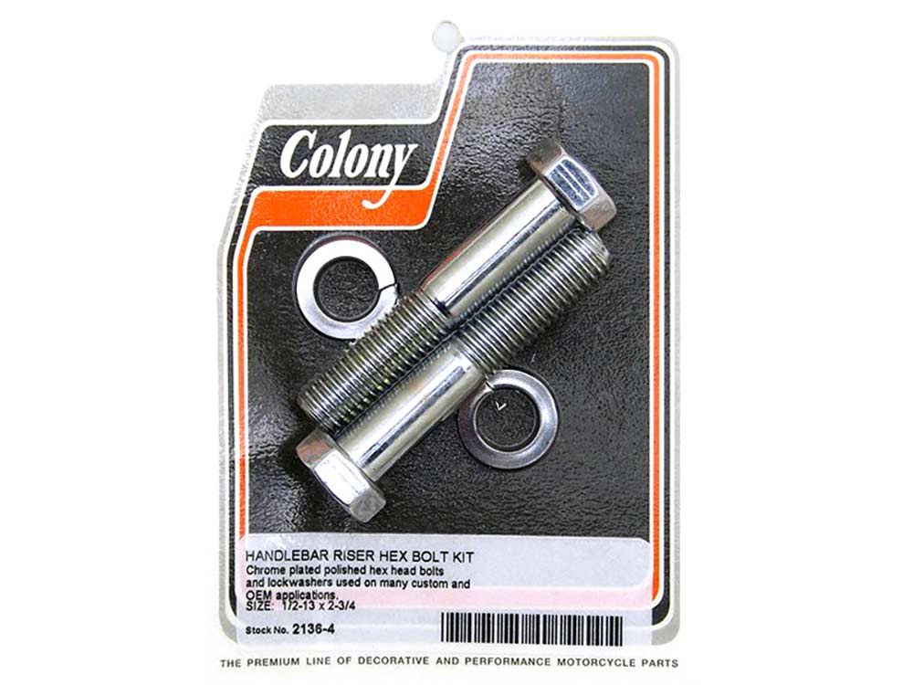 Hex Head 1/2-13 x 2-3/4in. Riser Bolts - Chrome. - Colony Machine