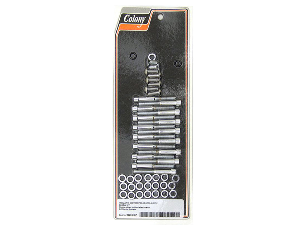 Polished Allen Head Primary Cover Bolts - Chrome. Fits Sportster 2004-2021 - Colony Machine