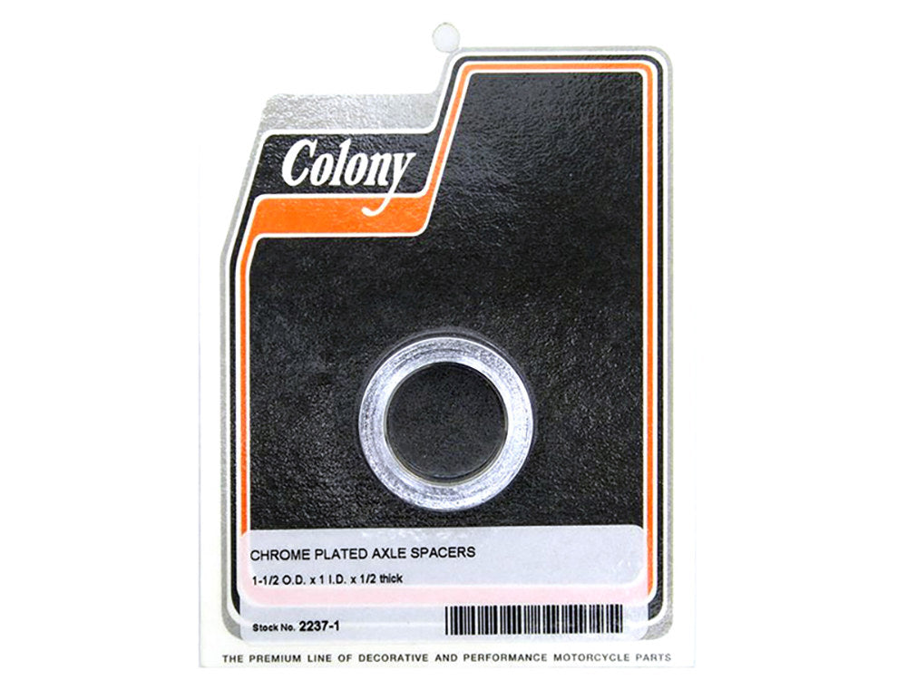 1/2in. Thick x 1in. or 25mm Inside Diameter Axle Spacer - Chrome. - Colony Machine