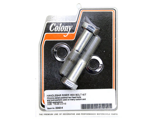 Hex Head 1/2-20 x 2-1/2in. Riser Bolts - Chrome. - Colony Machine