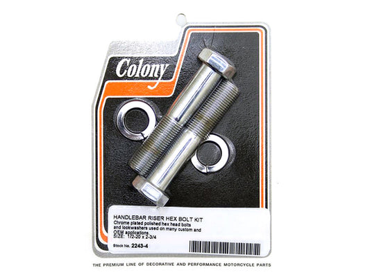Hex Head 1/2-20 x 2-3/4in. Riser Bolts - Chrome. - Colony Machine