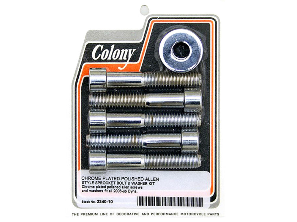 Rear Pulley or Sprocket Bolts - Chrome Allen Head. 7/16in.-14 x 2.50in. - Colony Machine