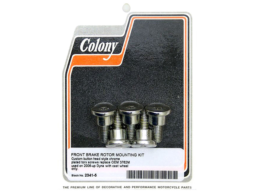 Front Disc Rotor Bolts - Chrome. Fits Dyna 2006-2017 & V-Rod 2002-2017. - Colony Machine